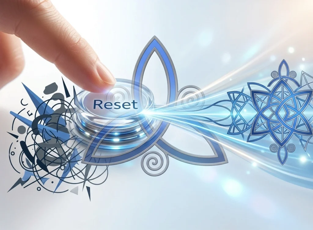 Reset gomb megnyomása átalakítja a stresszt harmonikus energiává.